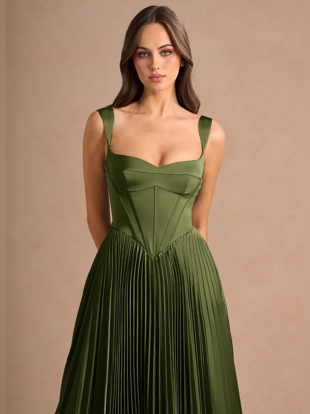 Azazie Atelier Avenelle Olive Maxi Dress - Picture 5 of 8